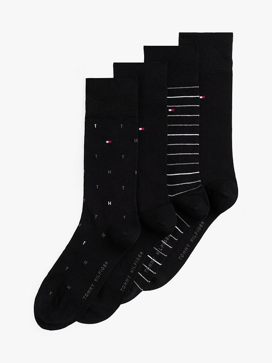 Tommy Hilfiger Socks 4 Pairs Tin Giftbox - Black