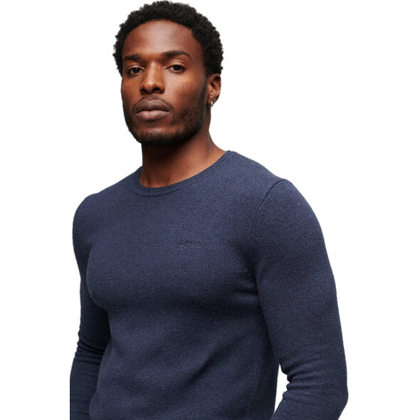 Superdry Essential Slim Fit Crew Jumper - Bright Blue Marl