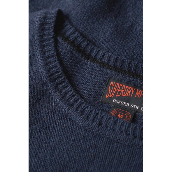 Superdry Essential Slim Fit Crew Jumper - Bright Blue Marl