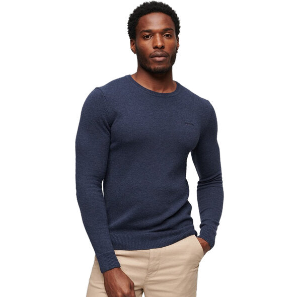 Superdry Essential Slim Fit Crew Jumper - Bright Blue Marl