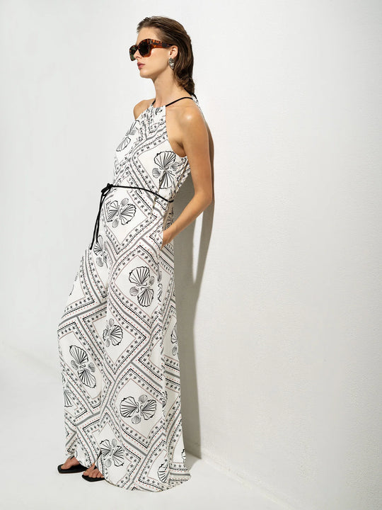 French Connection Catherine Damasco Jumpsuit - White/ Black