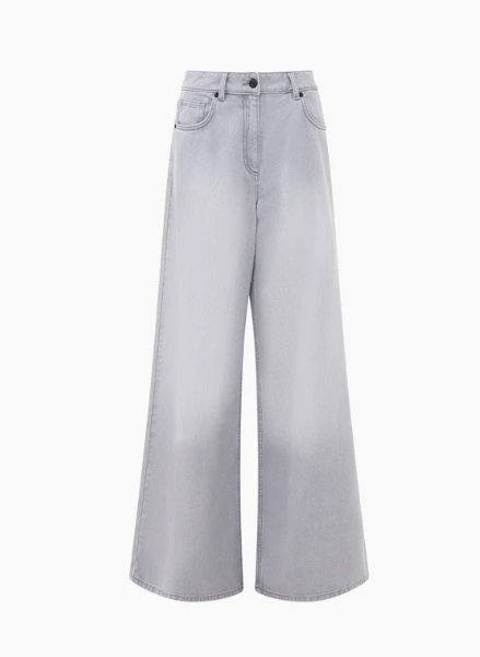French Connection Denver Denim Relaxed Wide Leg Jeans - Arctic Grey