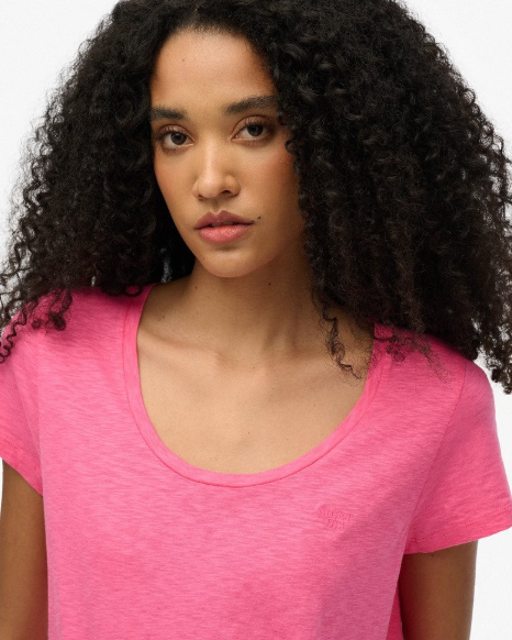 Superdry Scoop Neck Tee - Azalea Pink