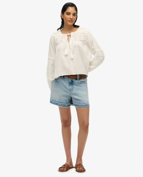 Superdry Ibiza Lace Blouse - Off White