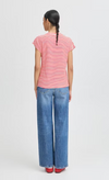 B.Young Pandinna V Neck T Shirt - Flame Scarlet Stripe