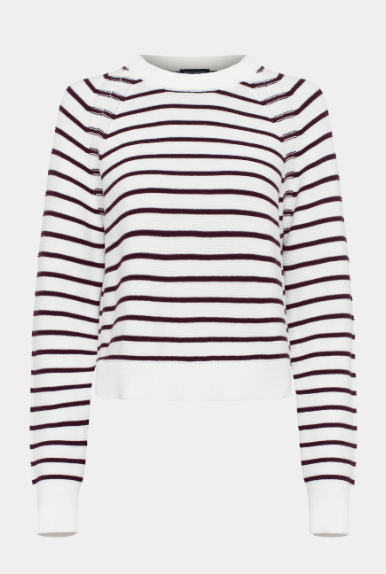 French Connection Lily Mozart Stripe - Winter White/ Red