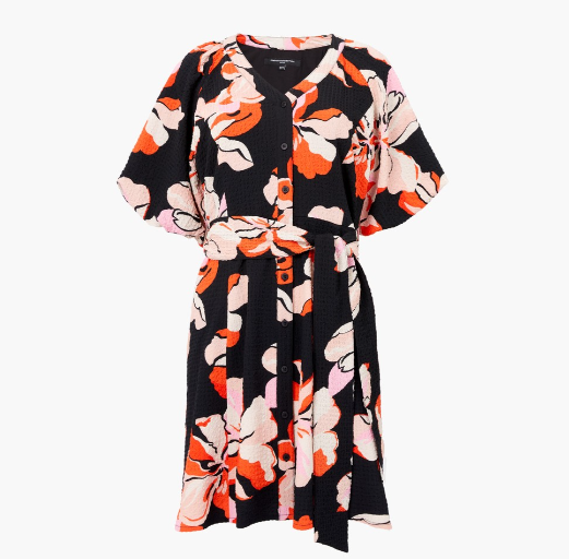 French Connection Milani Rhian Puff Mini Dress - Black/Multi