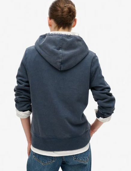 Superdry Essential Logo Half Brushed Hoodie - Richest Navy