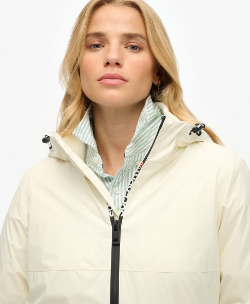 Superdry Hooded Logo Windbreaker Jacket - Off White