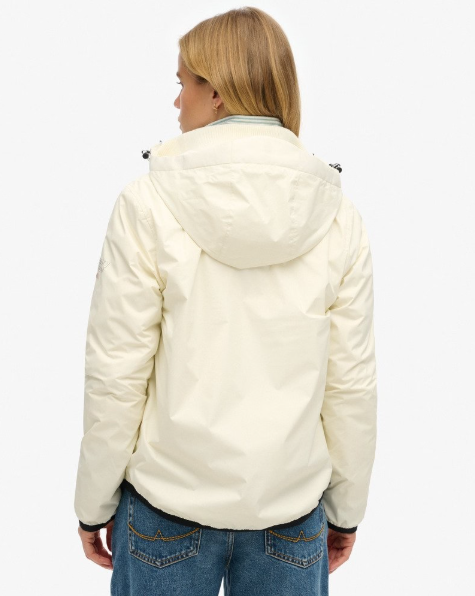 Superdry Hooded Logo Windbreaker Jacket - Off White