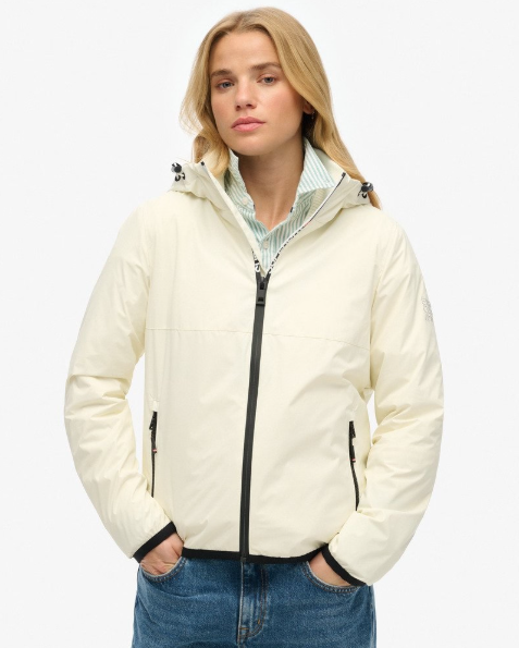 Superdry Hooded Logo Windbreaker Jacket - Off White