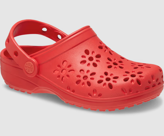 Crocs Classic Floral Cut Out Clog K - Cherry Red