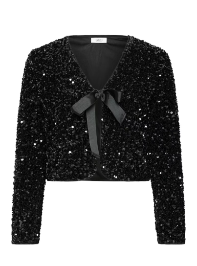 B.young Paillet Bow Jacket - Fudge Sequin Mix - Fudge