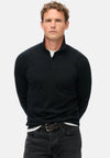 Superdry Merino Long Sleeve Polo Jumper - Black