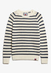 Superdry Stripe Crochet Slouchy Crew - Natural White Stripe