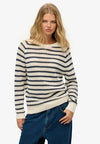 Superdry Stripe Crochet Slouchy Crew - Natural White Stripe