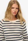 Superdry Stripe Crochet Slouchy Crew - Natural White Stripe