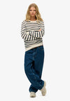 Superdry Stripe Crochet Slouchy Crew - Natural White Stripe
