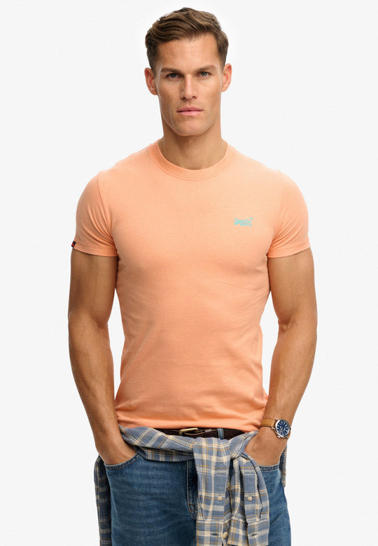 Superdry Essential Logo Embroidered Tee - Coral Reef/Blue