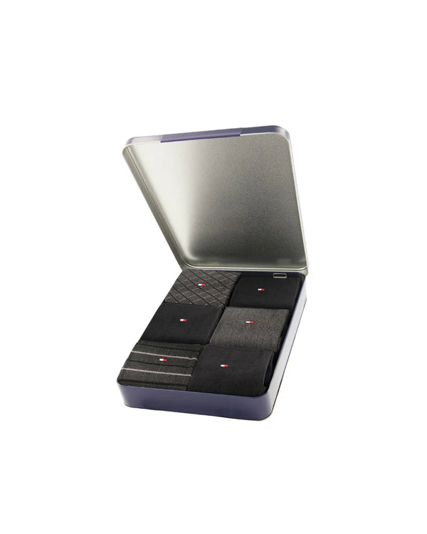 Tommy Hilfiger Socks 6 Pairs Tin Giftbox Birdey - Black