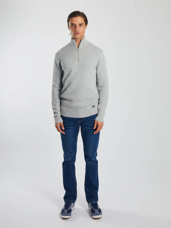 Diesel Twain Half Zip Knit Top Grey Marl