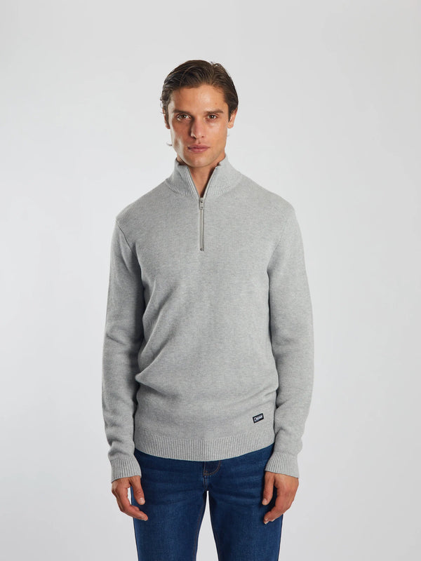 Diesel Twain Half Zip Knit Top Grey Marl