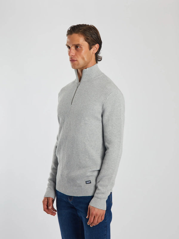 Diesel Twain Half Zip Knit Top Grey Marl