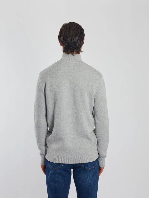 Diesel Twain Half Zip Knit Top Grey Marl