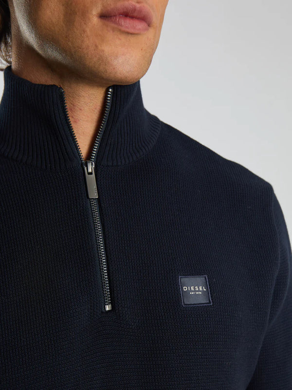 Diesel Twain Half Zip Knit Top North Navy