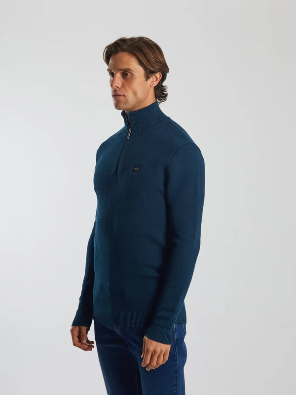 Diesel Twain Half Zip Knit Top - Midnight Teal