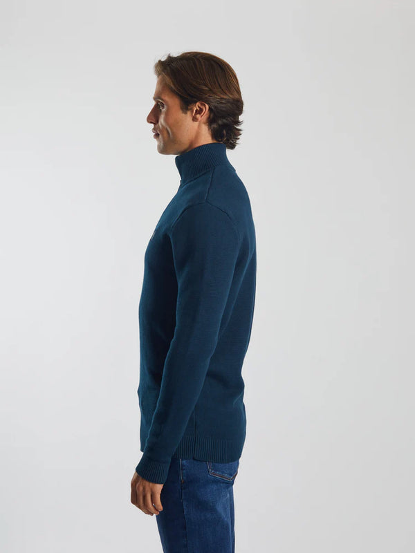 Diesel Twain Half Zip Knit Top - Midnight Teal