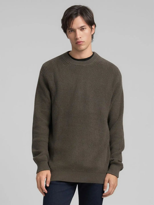 Replay Rib-Knit Cotton Pullover - Mud Green UK4722.000.G23788.759
