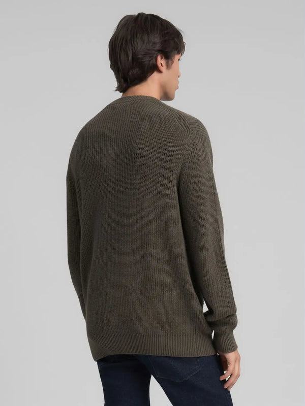 Replay Rib-Knit Cotton Pullover - Mud Green UK4722.000.G23788.759