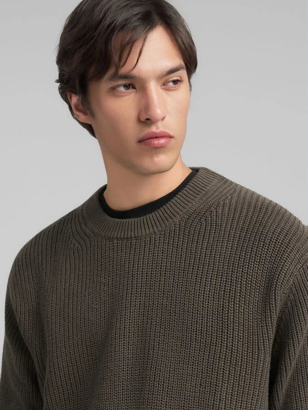 Replay Rib-Knit Cotton Pullover - Mud Green UK4722.000.G23788.759