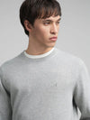 Replay Cotton Pullover With R Embroidery - Grey Melange UK4851.000.G22578.M03