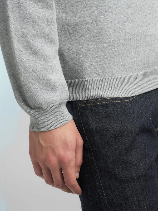Replay Cotton Pullover With R Embroidery - Grey Melange UK4851.000.G22578.M03