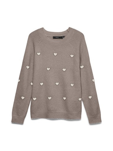 Vero Moda Doffy Intarsia Long Sleeve O Neck Knit - Moon Rock
