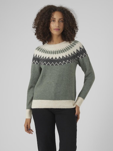 Vero Moda Simone Long Sleeve Nordic Pullover - Balsam Green