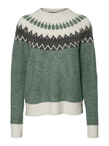 Vero Moda Simone Long Sleeve Nordic Pullover - Balsam Green