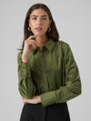 Vero Moda Trim Long  Sleeve Shirt -Rifle Green
