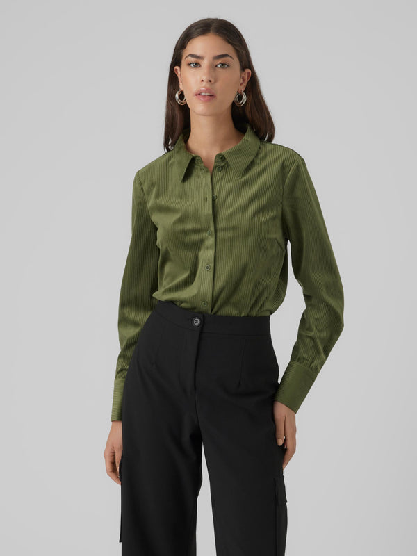 Vero Moda Trim Long  Sleeve Shirt -Rifle Green