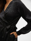 Vero Moda Elotta Long Sleeve 7/8 Wrap Dress - Black