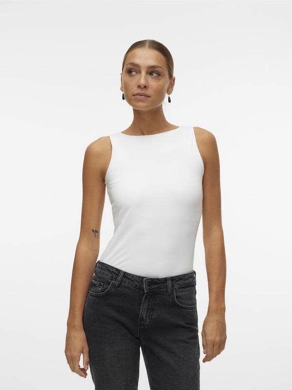 Vero Moda Million Short Sleeve Square Top - Bright White