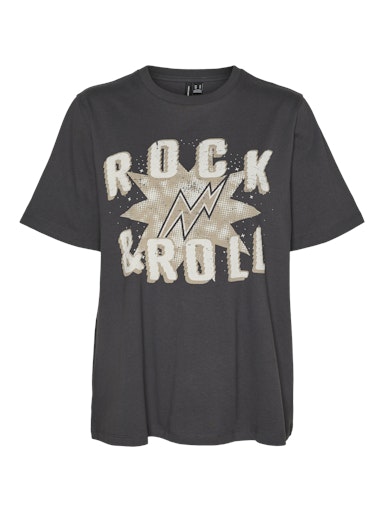 Vero Moda Boda Caty Short Sleeve Top - Asphalt/ Rock & Roll