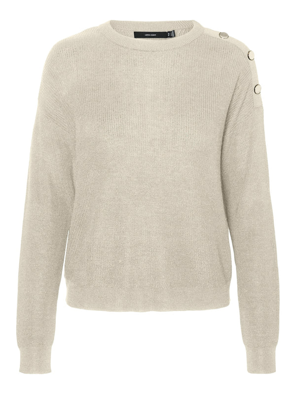 Vero Moda Newlexsun Long Sleeve O-Neck Button Pullover - Birch