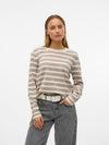 Vero Moda Fantastic Long Sleeve O Neck Button Pullover - Birch Melange