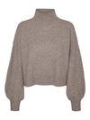 Vero Moda Zelda Long Sleeve Highneck Pullover - Moon Rock