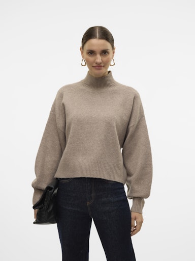 Vero Moda Zelda Long Sleeve Highneck Pullover - Moon Rock