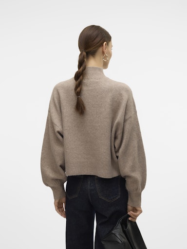 Vero Moda Zelda Long Sleeve Highneck Pullover - Moon Rock