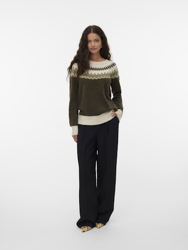 Vero Moda Simone Long Sleeve Nordic Pullover - Grape Leaf